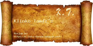 Klinko Tamás névjegykártya